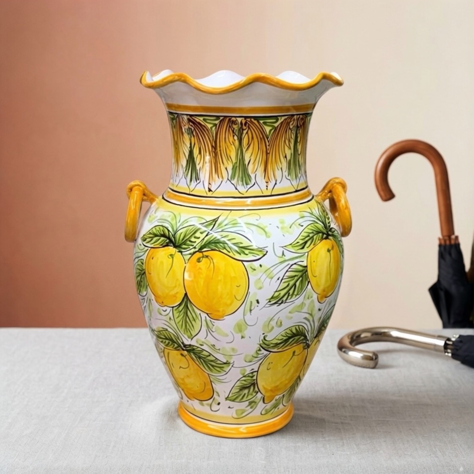 Portaombrelli Limoni in ceramica di Caltagirone