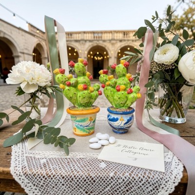Pianta fico d'india ceramica di Caltagirone