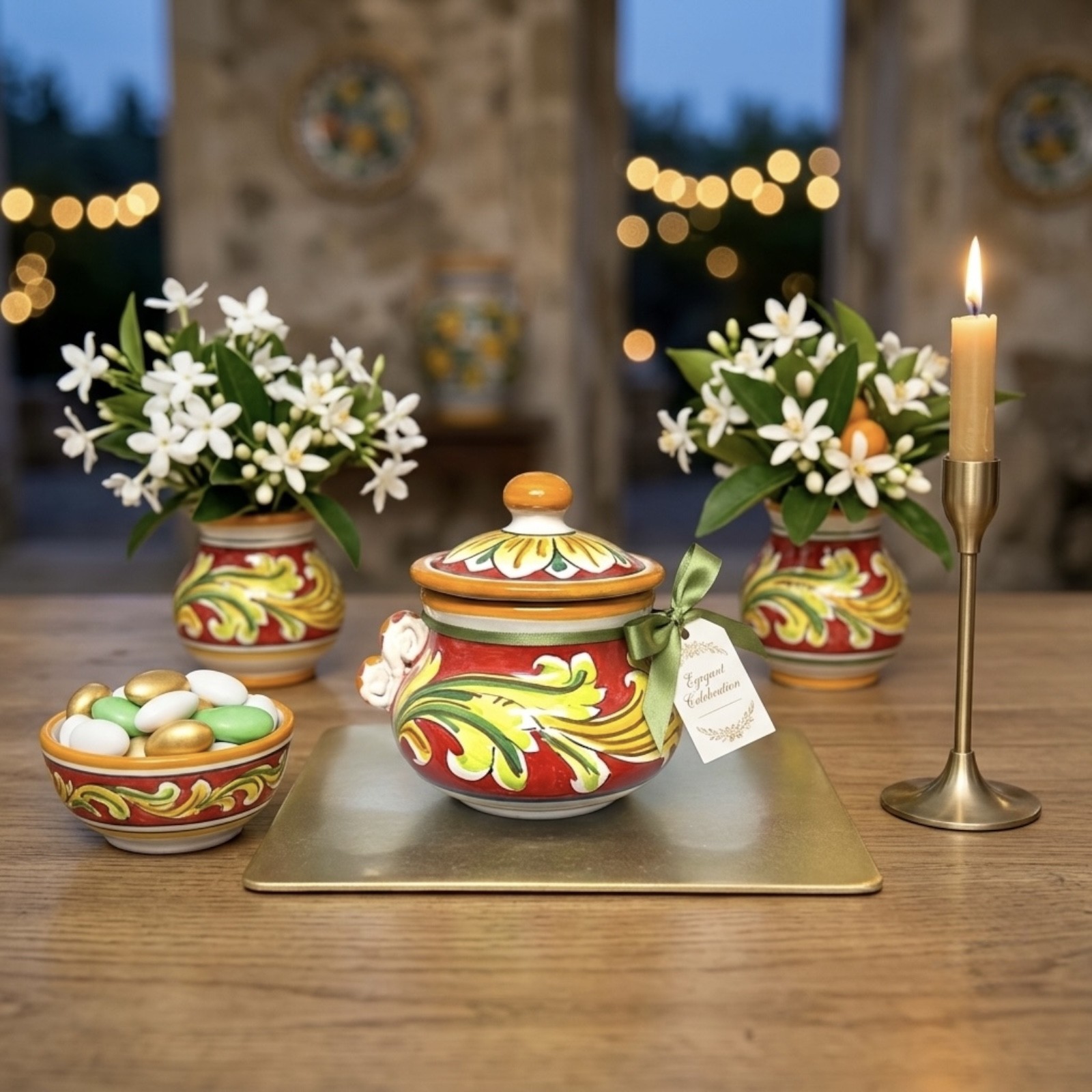 Zuccheriera Ornato in ceramica di Caltagirone