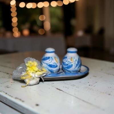 Servizio sale-pepe in ceramica di Caltagirone