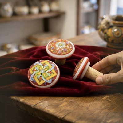 Tappo bottiglia originale in ceramica di Caltagirone