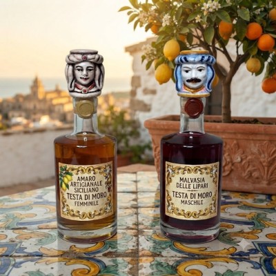 Tappo bottiglia a testa di moro h.8 in Ceramica di Caltagirone
