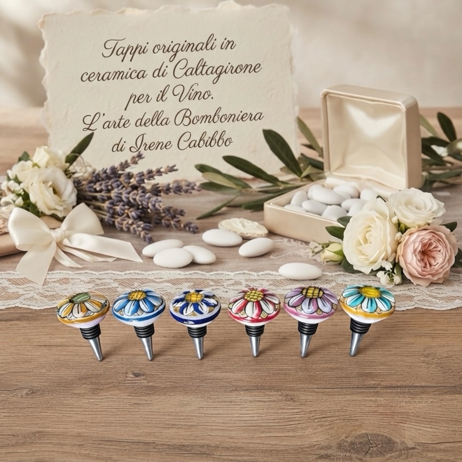 Tappo Vino in ceramica Caltagirone