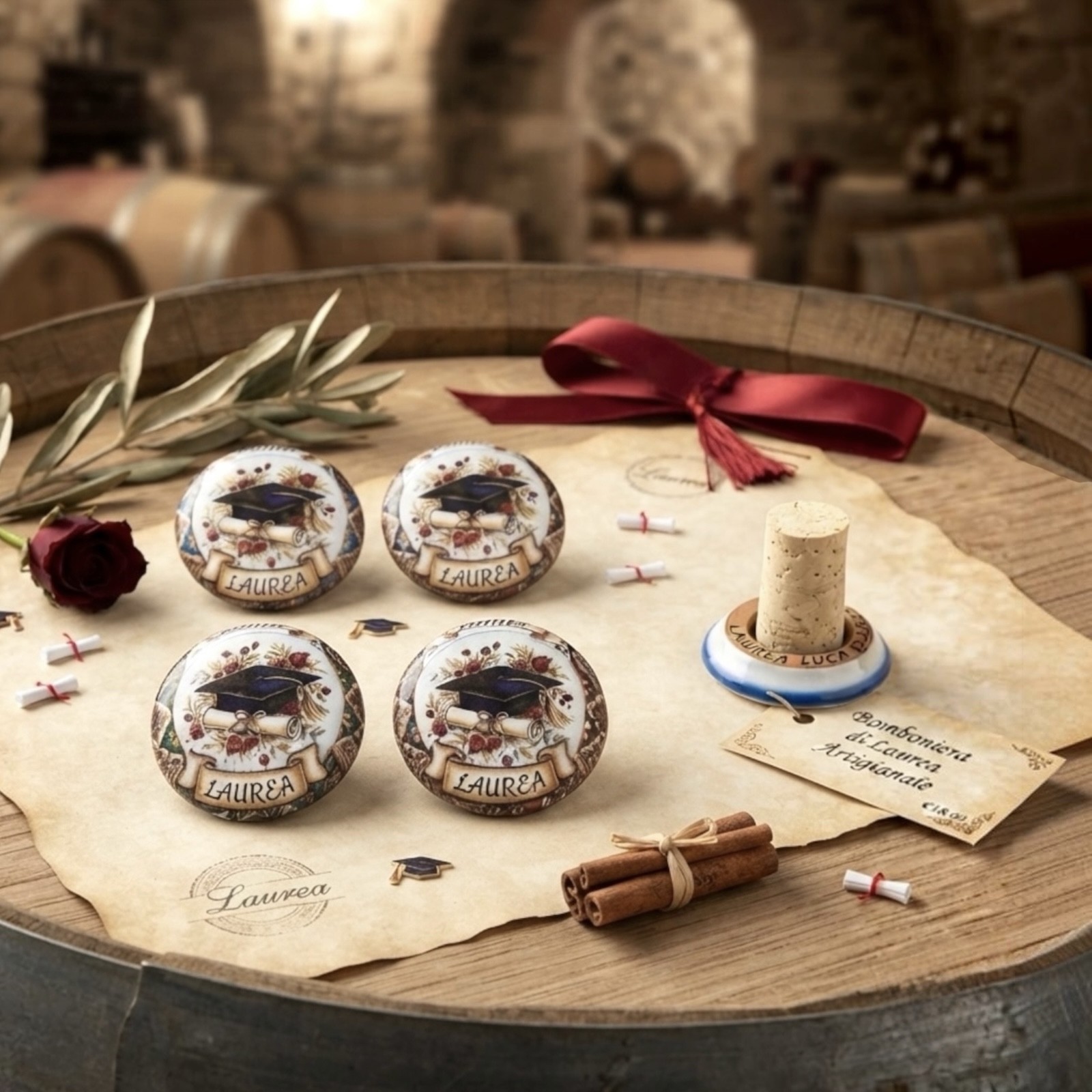 Tappo con tocco in ceramica di Caltagirone
