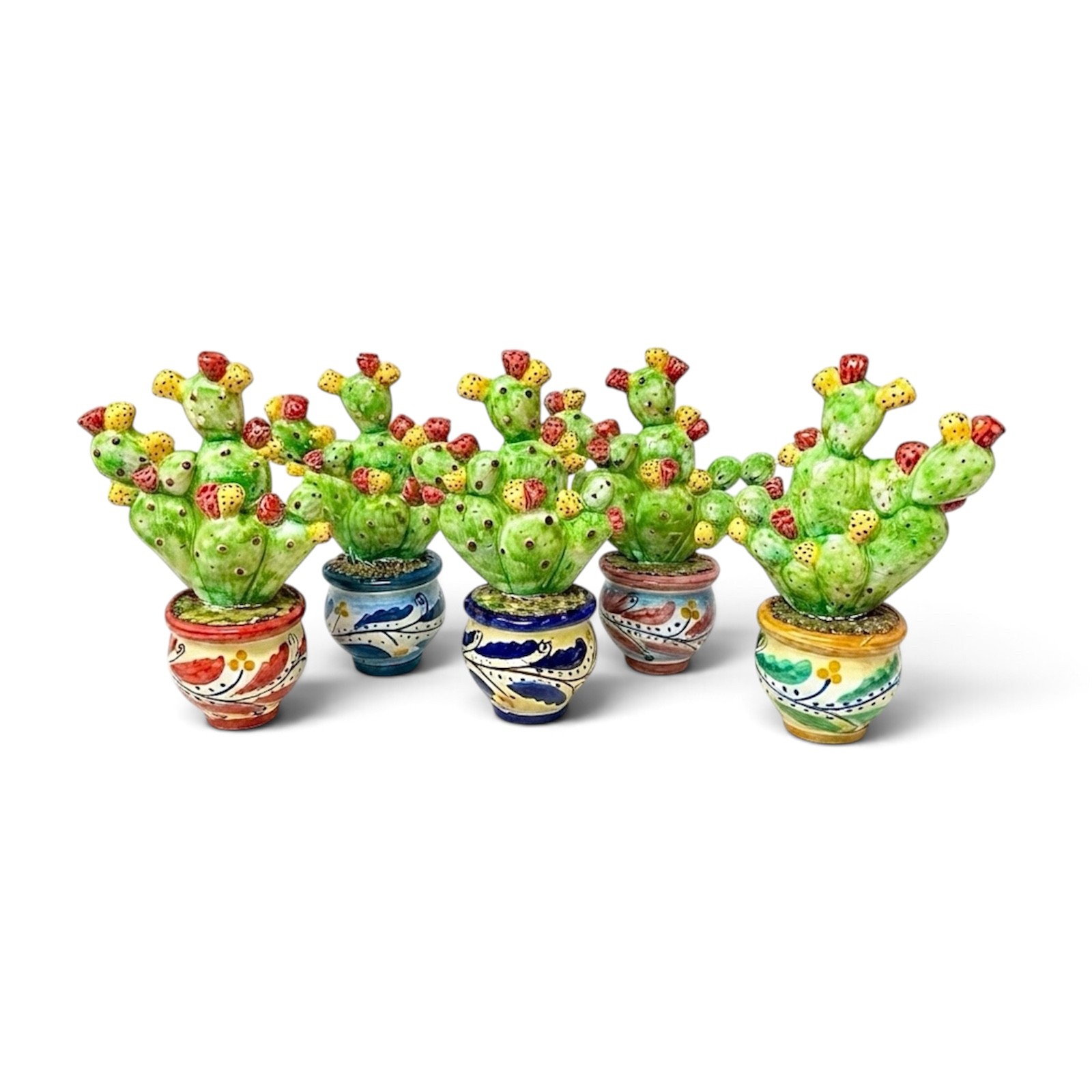 Vaso fico d'india in ceramica di Caltagirone