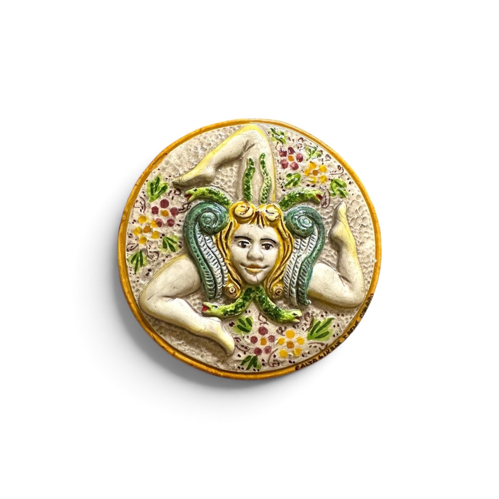 Trinacria tradizionale di Sicilia in Ceramica di Caltagirone