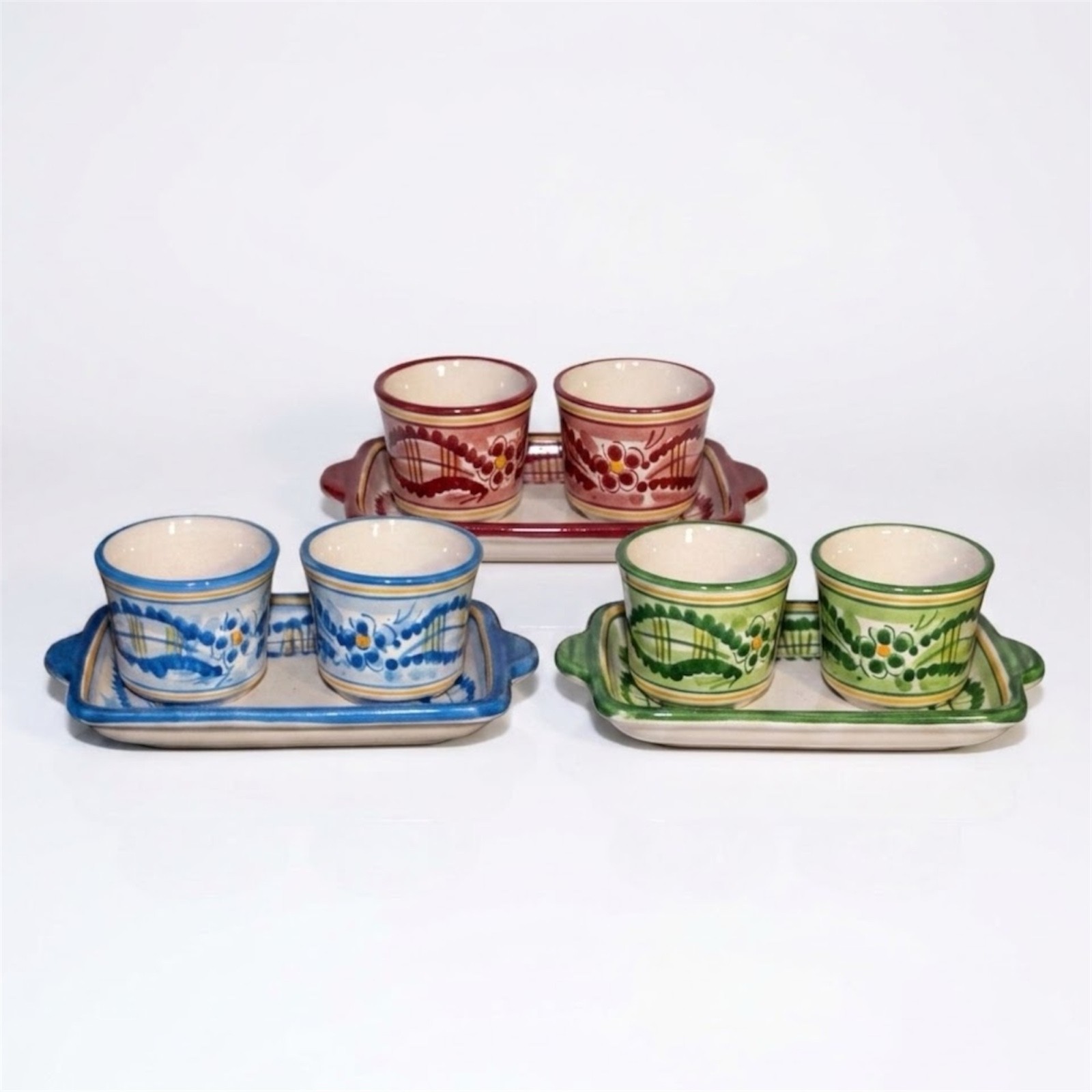 Servizio a due tazzine in ceramica di Caltagirone