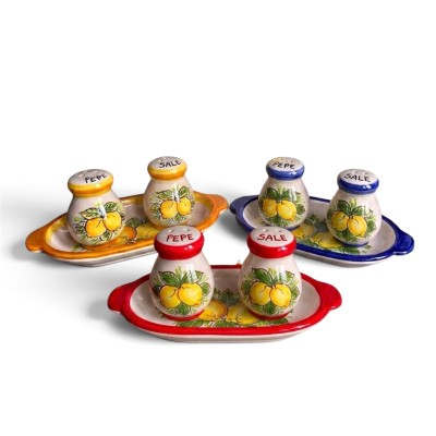 Servizio sale-pepe  in ceramica di Caltagirone