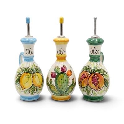 Oliera decoro limoni in ceramica di Caltagirone