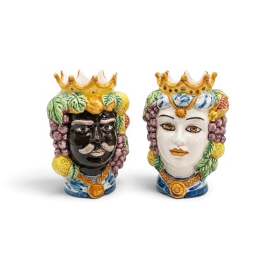 Testa di moro h.14 in ceramica di Caltagirone