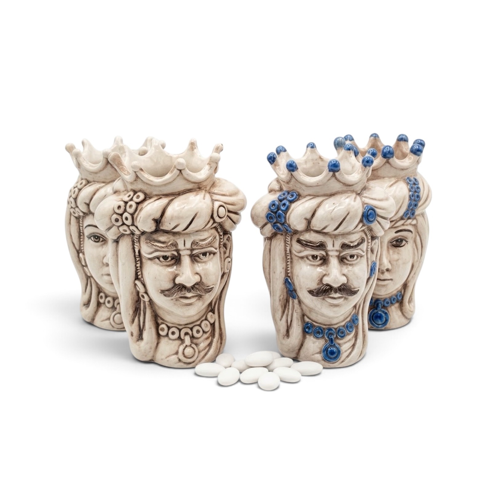 Testa di moro h.14 fumè in ceramica di Caltagirone