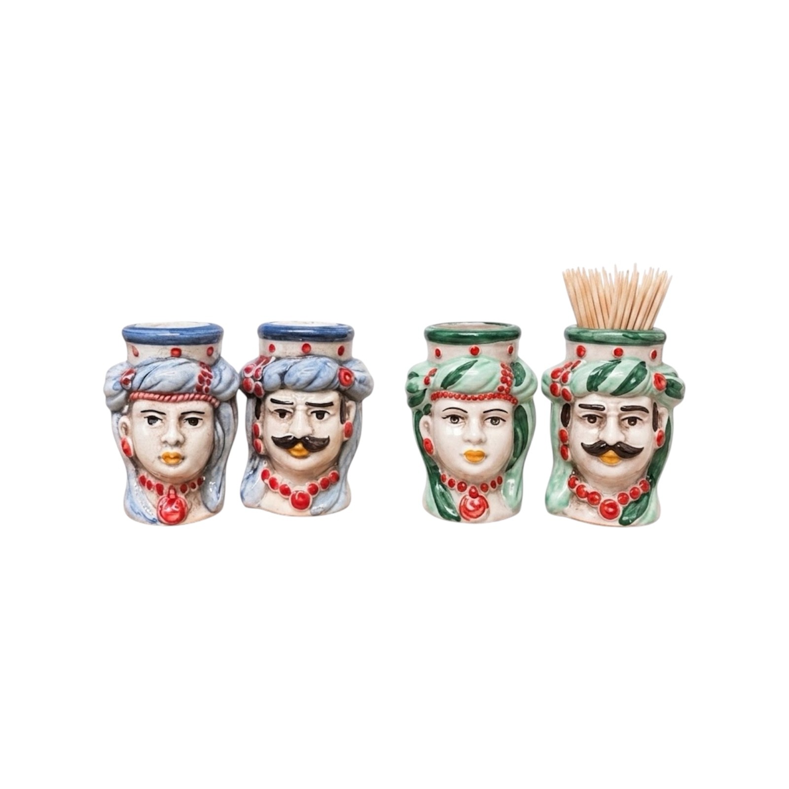 Testa di moro h.6,5 porta stuzzicadenti fumè in ceramica di Caltagirone