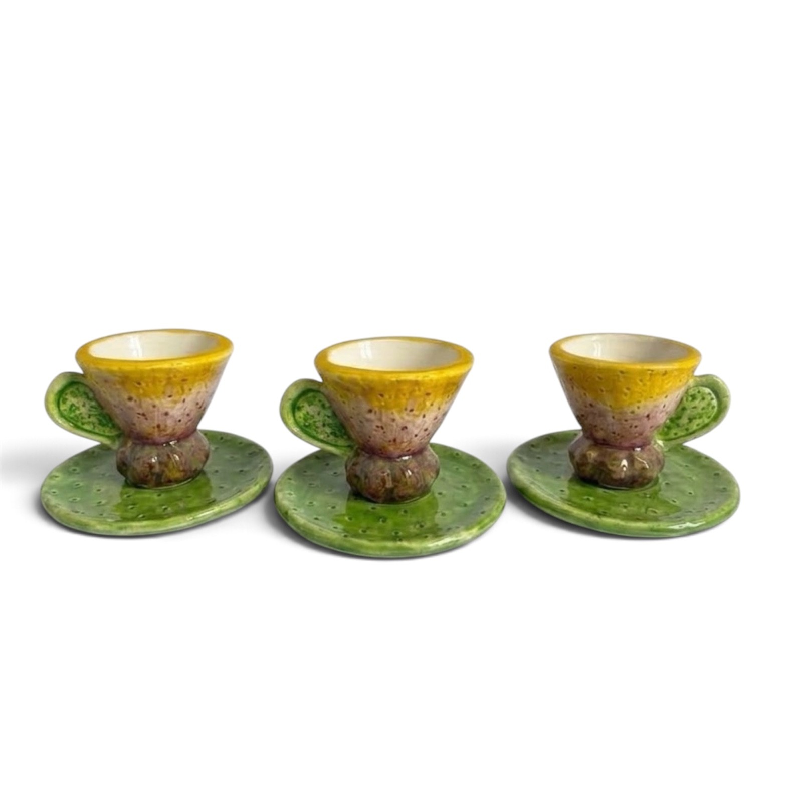 Tazzina con piattino fico d’India in ceramica di Caltagirone