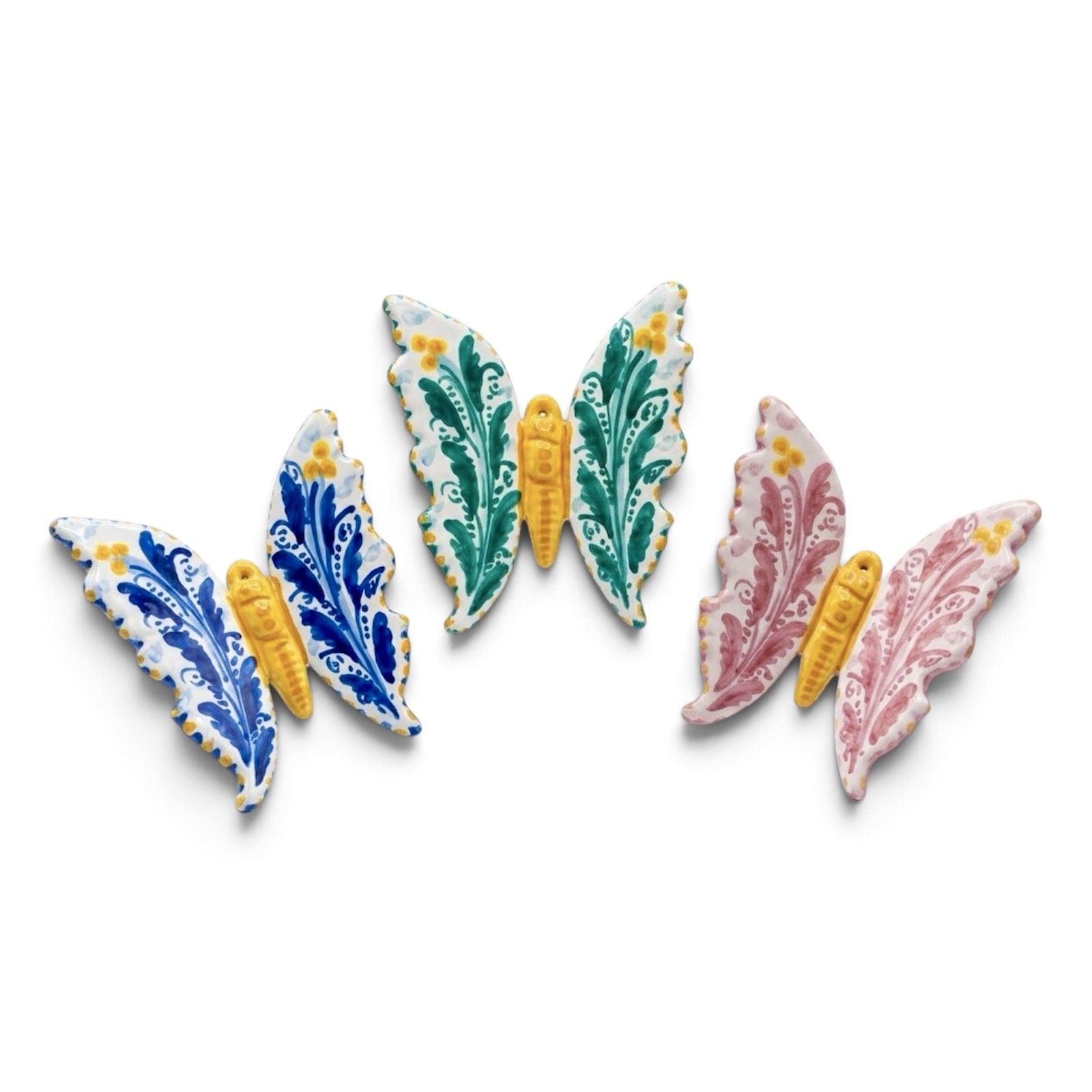 Farfalla 3° misura decoro '600 in ceramica di Caltagirone.