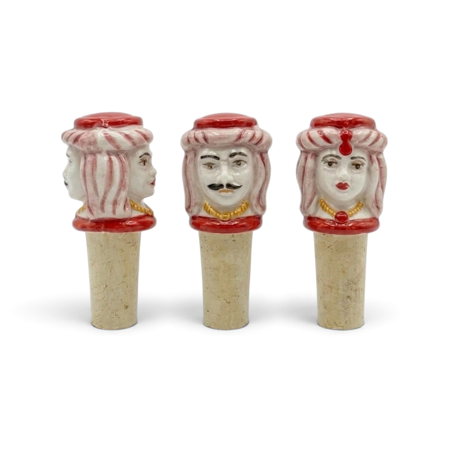 Tappo bottiglia a testa di moro h.8 in Ceramica di Caltagirone