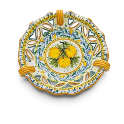 Centrotavola dec. limoni in ceramica di Caltagirone